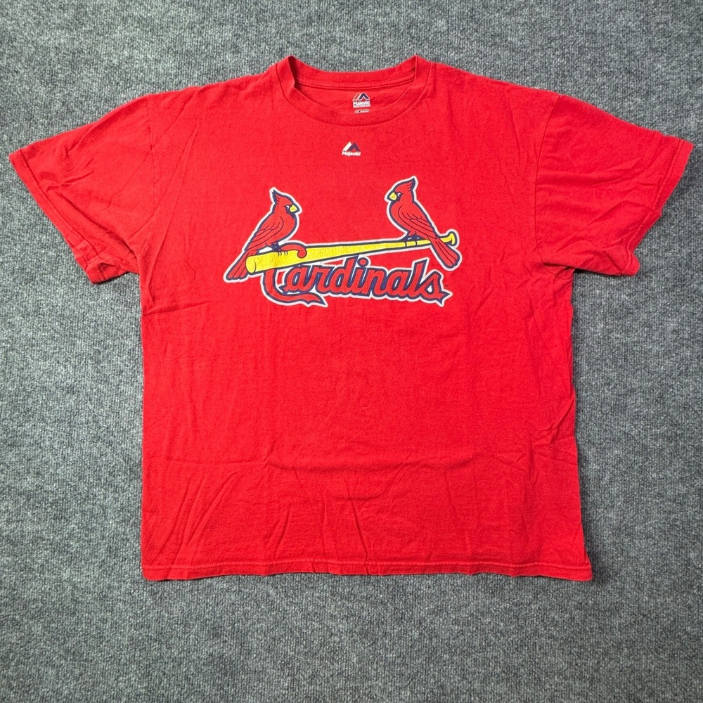 Adams 32 St Louis Cardinals Majestic T Shirt Mens XL Red Baseball MLB